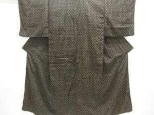 アンティーク　変わり菱模様織出し本場結城紬着物（ちぢみ）